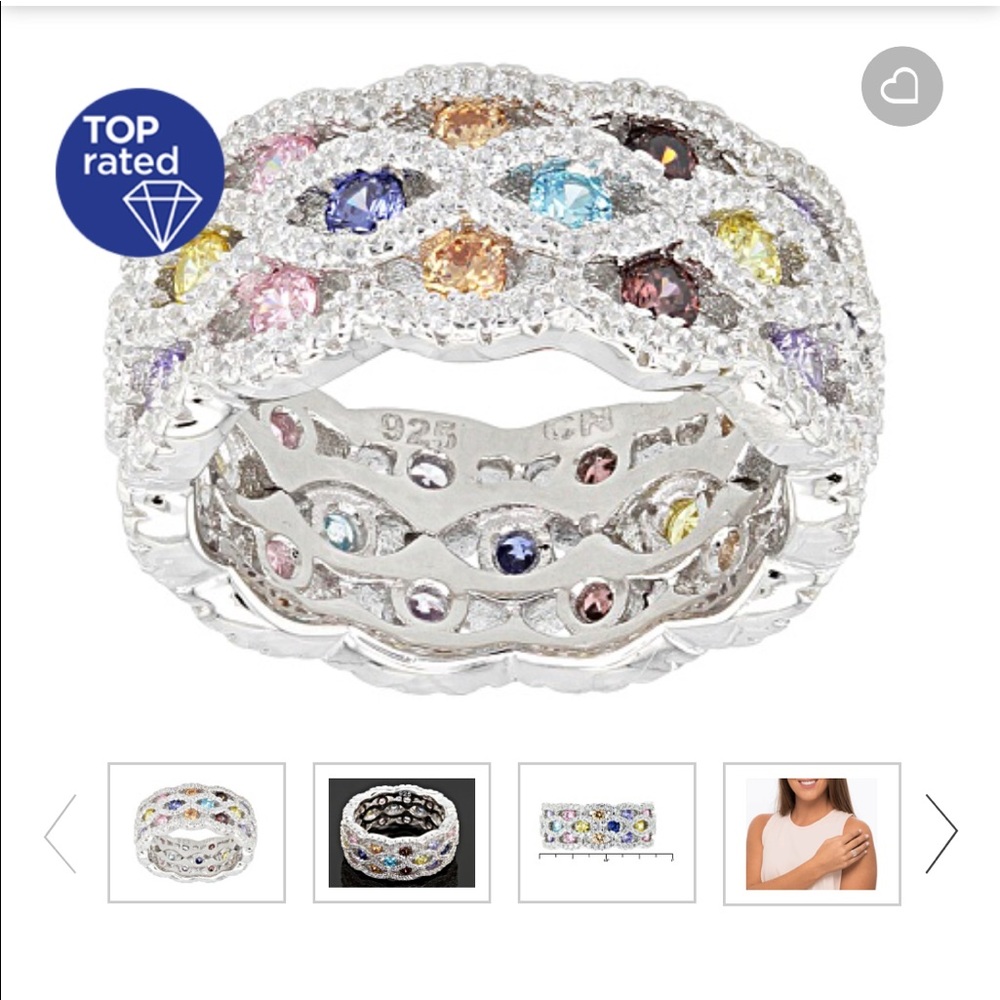 Tanzanite/multicolor Diamond Simulants ring